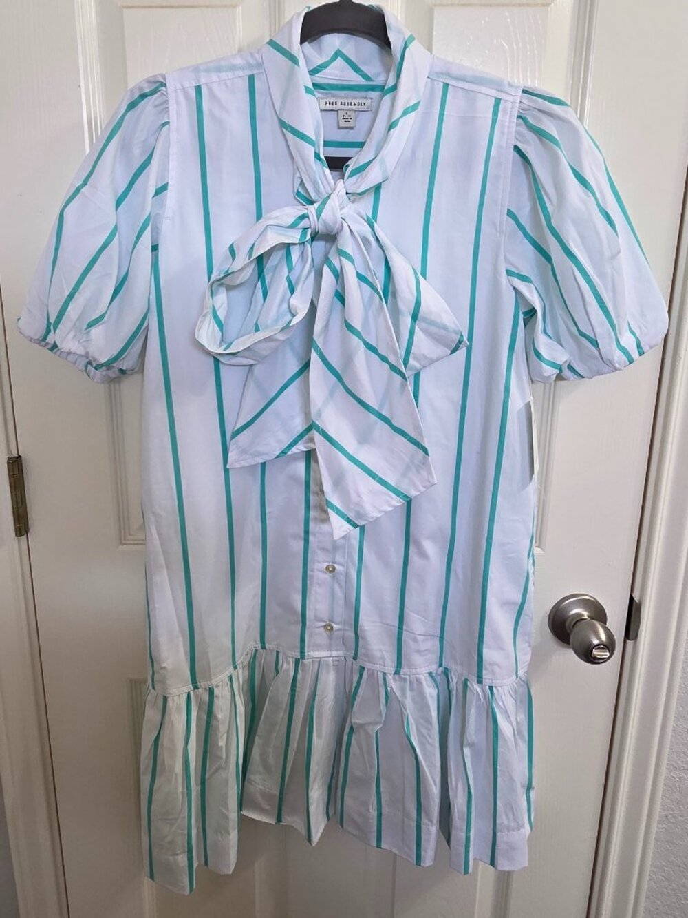 Free Assembly Tie Neck Mini Dress - NEW